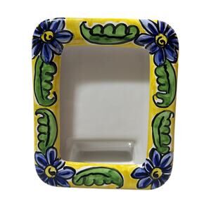 Starbucks Hand Painted Ceramic Margherita Picture Frame Floral Yellow Blue Italy